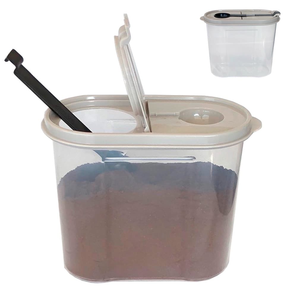 Pote para pó de café ou açúcar refinado porta mantimento alimento suporte com colher dosadora tampa e trava Plasútil