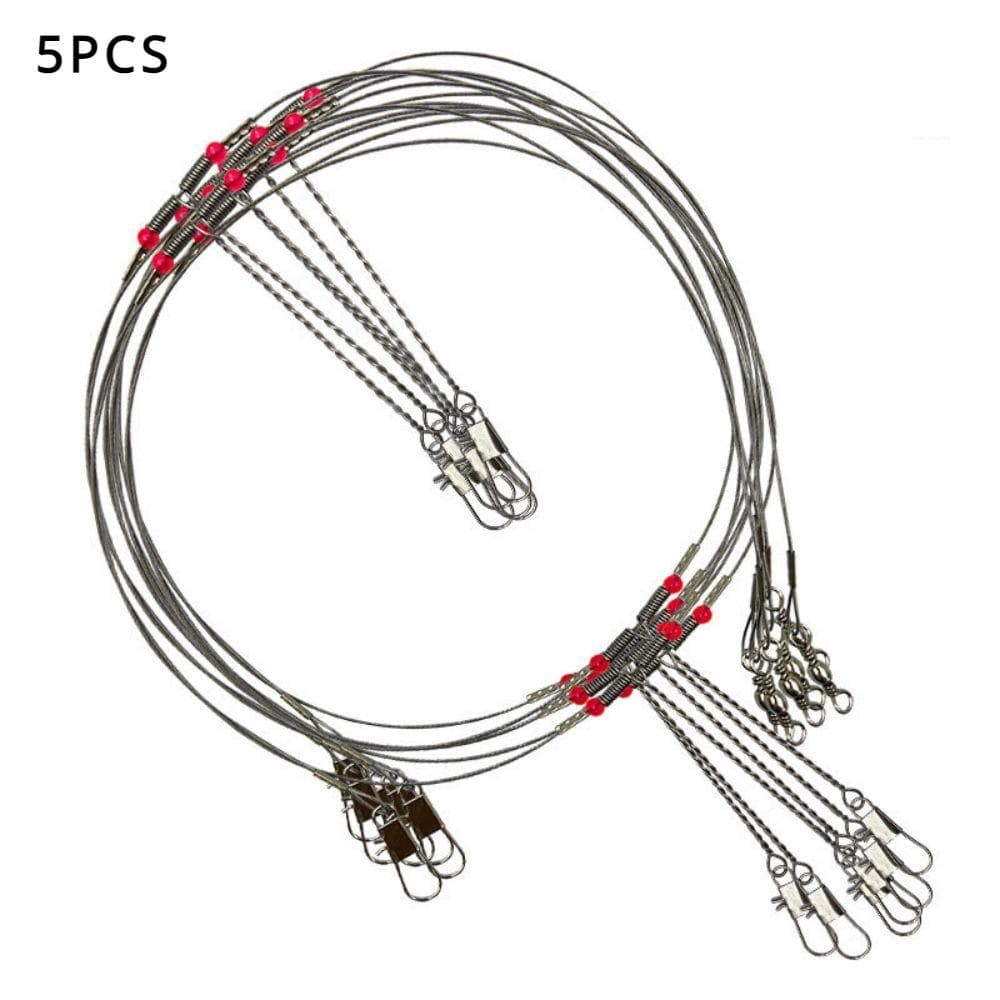 5PCS Líderes De Pesca Rigs Em Aço Inoxidável Equipamento Tackle High-Strength Fishing Wire Swivel Snaps Beads Para Iscas Anzóis De Isca 1/2/3/4/5 Braço