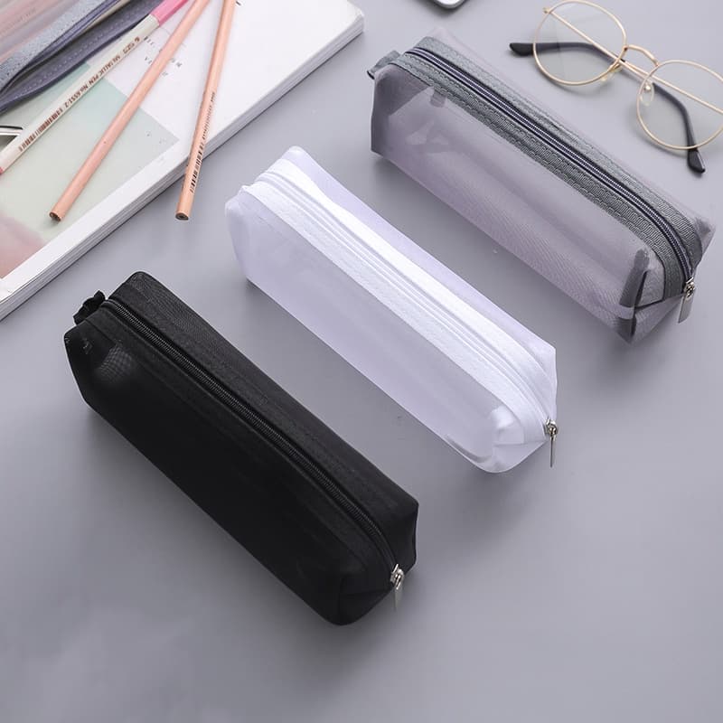 Estojo De Lápis De Gaze Transparente Estilo Alta Capacidade INS Simples Para Material De Escritório Escolar De Exame