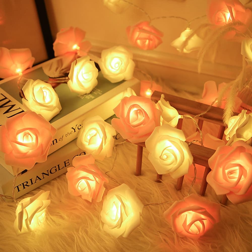 20LED Luz De Fada Flores Rosa/Artificial Romântica Decoração De Janelas De Casamento