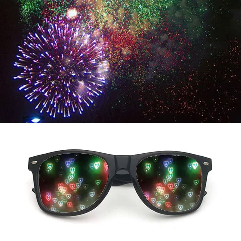 Óculos Femininos Fashion Diffractive Optical Fireworks De Sol Efeito Especial Dança Adulto Show HE9F