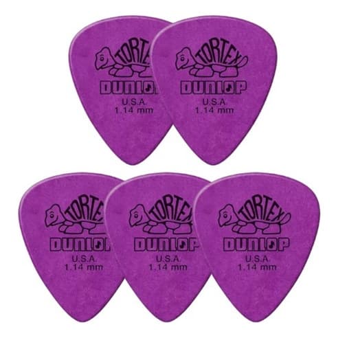 5 Palhetas Dunlop Tortex Guitarra Violão Roxa 1.14