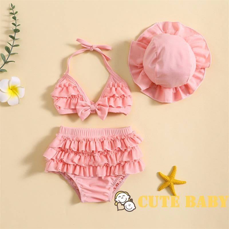 Eph-Conjuntos De Roupa De Banho De Verão Para Meninas Infantis Com Gola Halter E Shorts Chapéu,0-24 Meses
