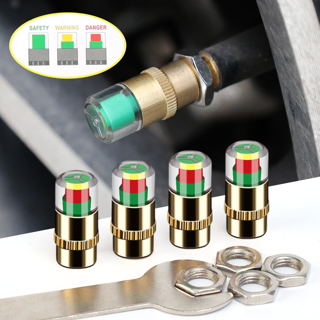 9 Unidades/Conjunto Kit Indicador De Pressão De Pneu De Carro-Tampa De Válvula De Núcleo De Cobre Completo-Anti-Piracy ,
