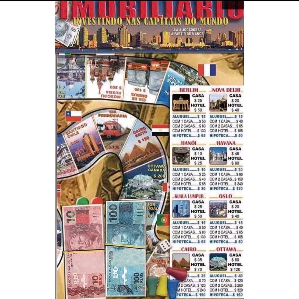 Jogo De Tabuleiro Banco Imobiliário Mesa Brinquedo Educativo