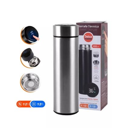 Garrafa Térmica Inteligente com Visor Digital de Temperatura Quente ou Gelado 500ml