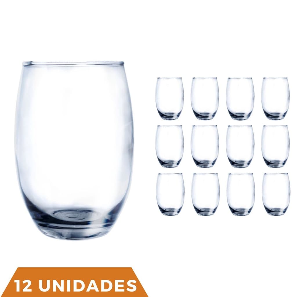 Conjunto Copos Vidro Bellagio 450ml Grande Transparente
