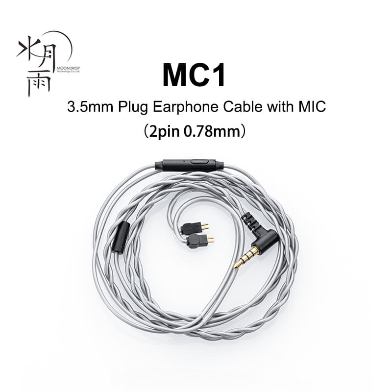 MoonDrop MC1 Atualização Do Cabo Fone De Ouvido 2Pin 0,78mm Com Plugue MIC 3,5mm Para Aria SE Chu ii Laptop PC