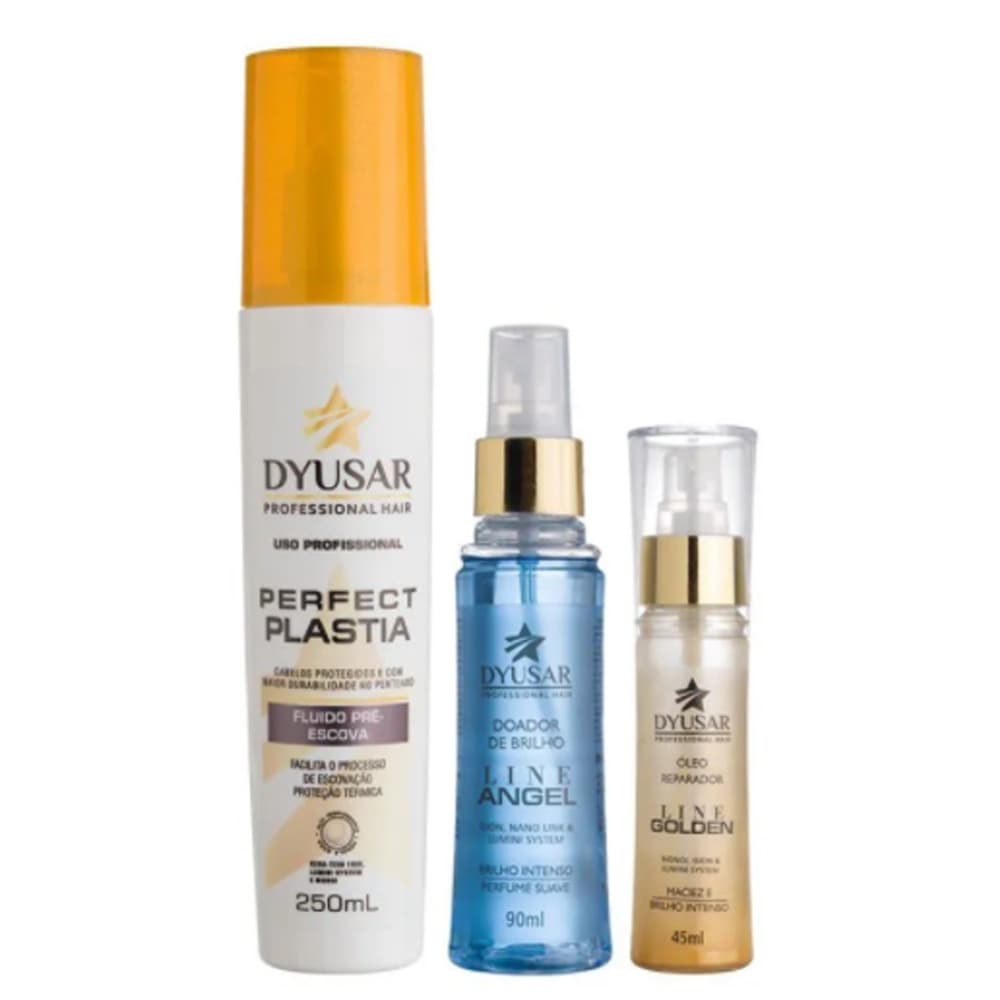 Kit Finalização Fluido + Doador De Brilho + Oleo Line Golden
