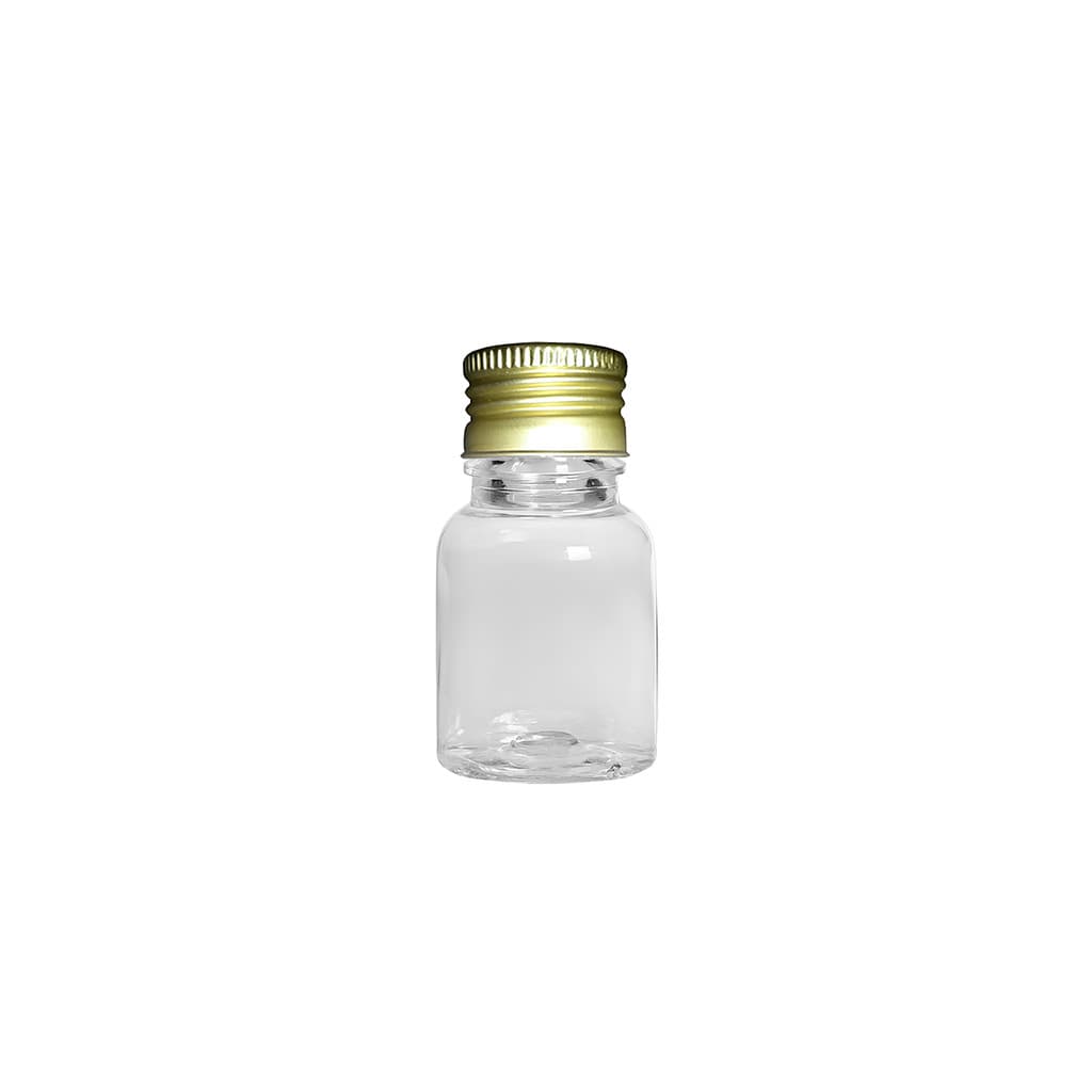 20 Frascos Pet 10ml c/ Tampa Alumínio Dourada Lembrancinhas