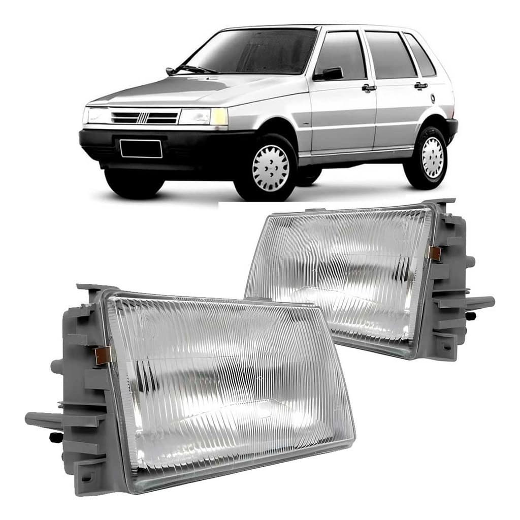Par Farol Fiat Uno 91/03 Lente De Vidro Ld Le