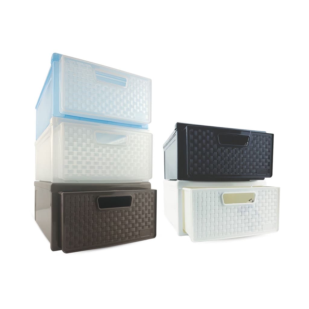 Kit 4 Gaveteiro Modular Empalhável Organizador Multiuso Rattan Plástico Resistente 1 Unidade