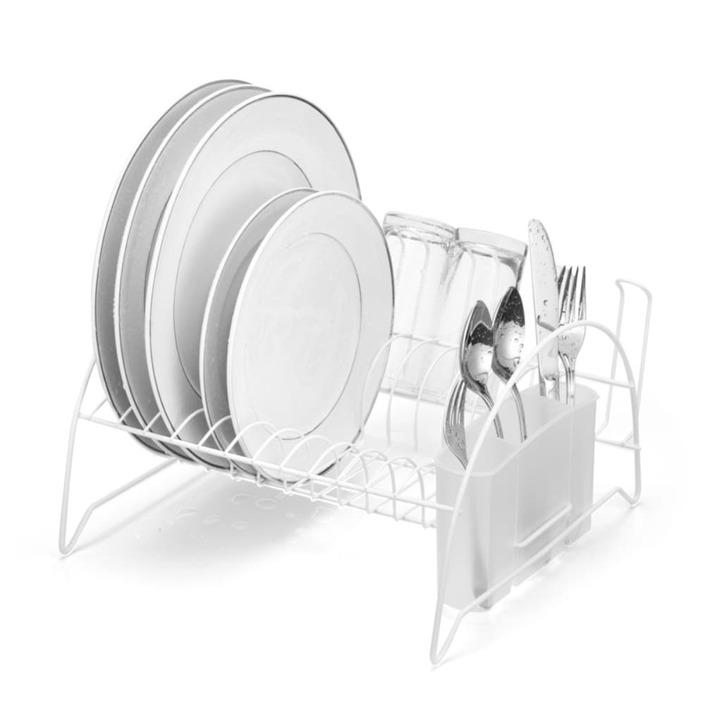 Escorredor de Louças de Pia de Cozinha Aço com Porta Copos Branco Arthi