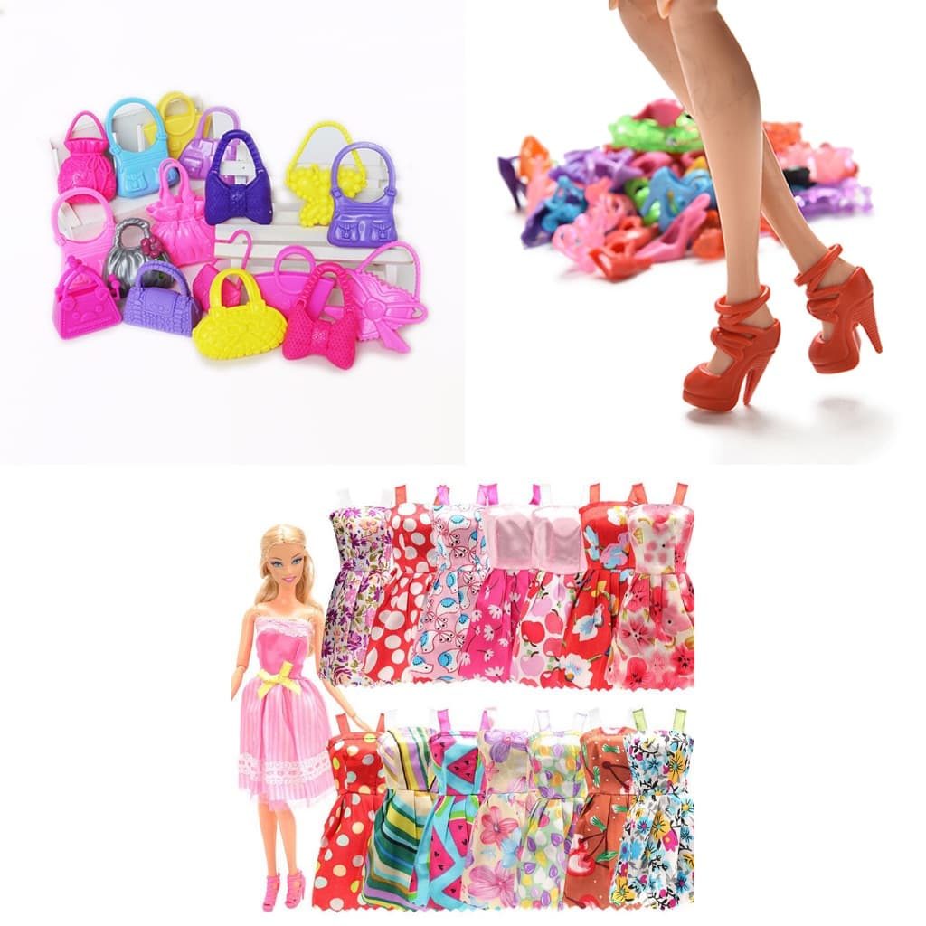 Kit de Vestidinhos Bolsinhas e Sapatinhos Para Bonecas - Sheilinha Confecção