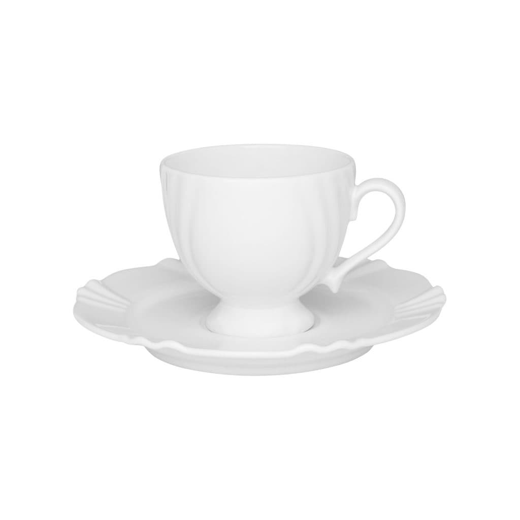 1 Xícara de Chá Grande 200ml com Pires Soleil White Oxford Porcelanas Branca Ideal para Café e Chá