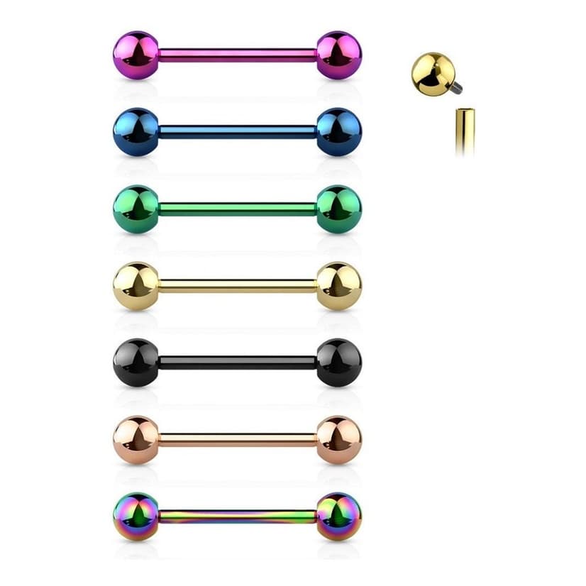 Piercing 100% Titânio Barbell Língua Hipoalergênico Cores
