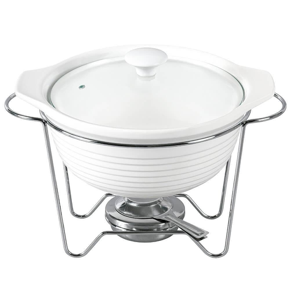 Rechaud Refratário Porcelana Redondo 2.3L com queimador Dynasty