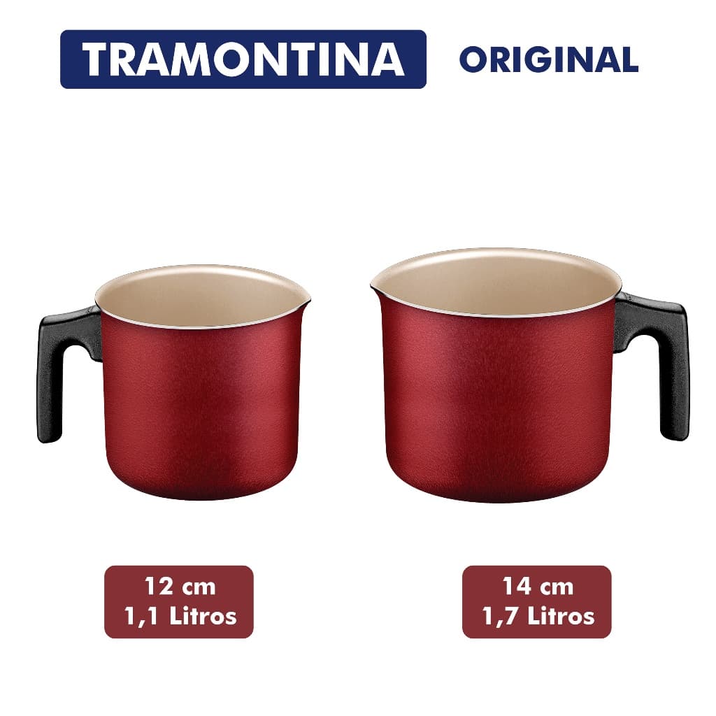 Canecão Fervedor Leiteira Antiaderente 12 cm 1,1 Litro ou 14 cm 1,7 Litros Cozinha Água - Tramontina