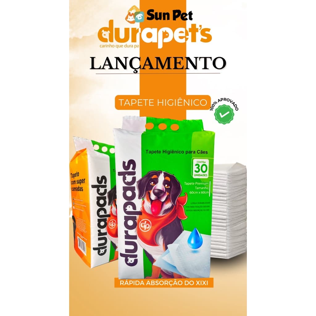 Tapete Higiênico para Cães Cachorro 60x60cm Pet Premium Durapets 30 unidades