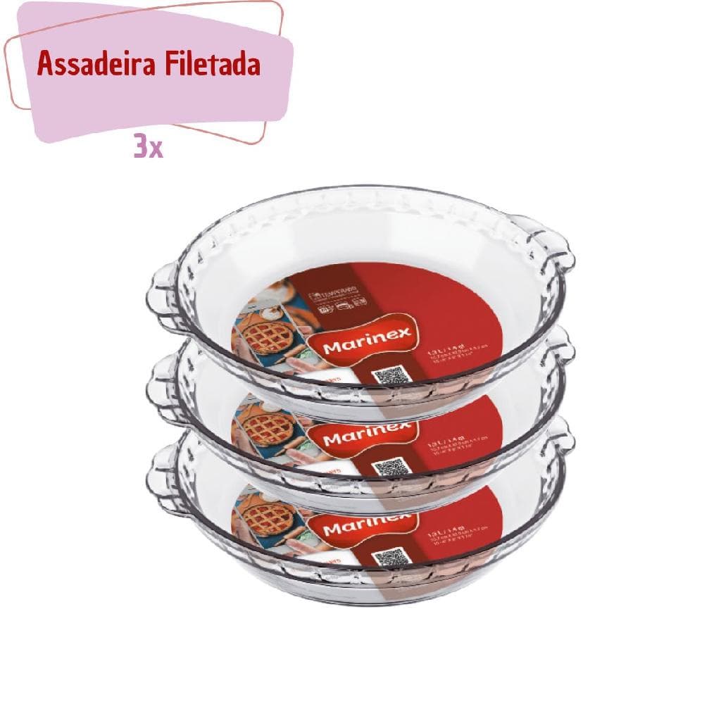 Refratário de Vidro Forma Redonda Filetada 1,6ml Marinex 3 Un
