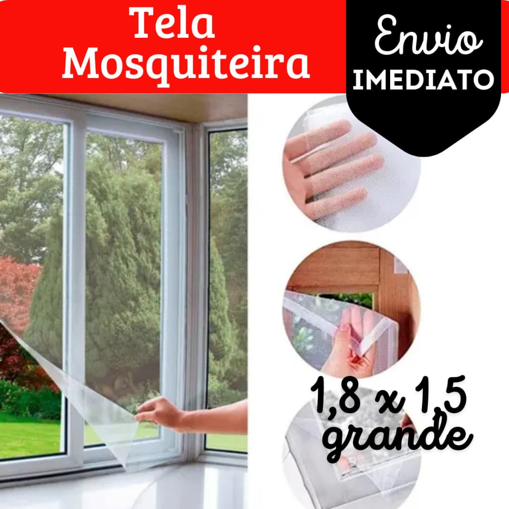Kit  Telas Mosquiteira GRANDE Janela Ajustável 1,80Mx1,50M Anti Insetos Dengue Mosquito