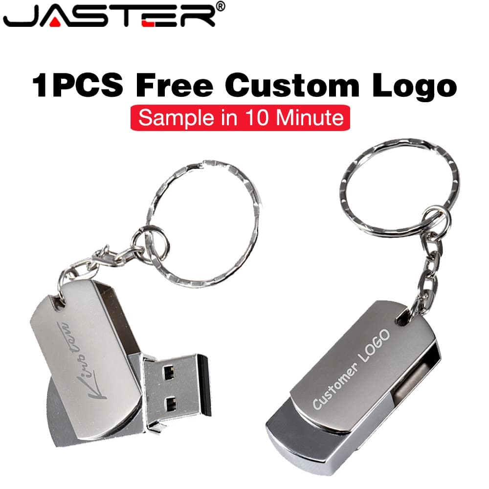 JASTER USB Flash Drive 64GB Caneta Rotativa 32GB Super Mini Memory Stick Chaveiro Grátis Pendrive 16GB Presentes Criativ