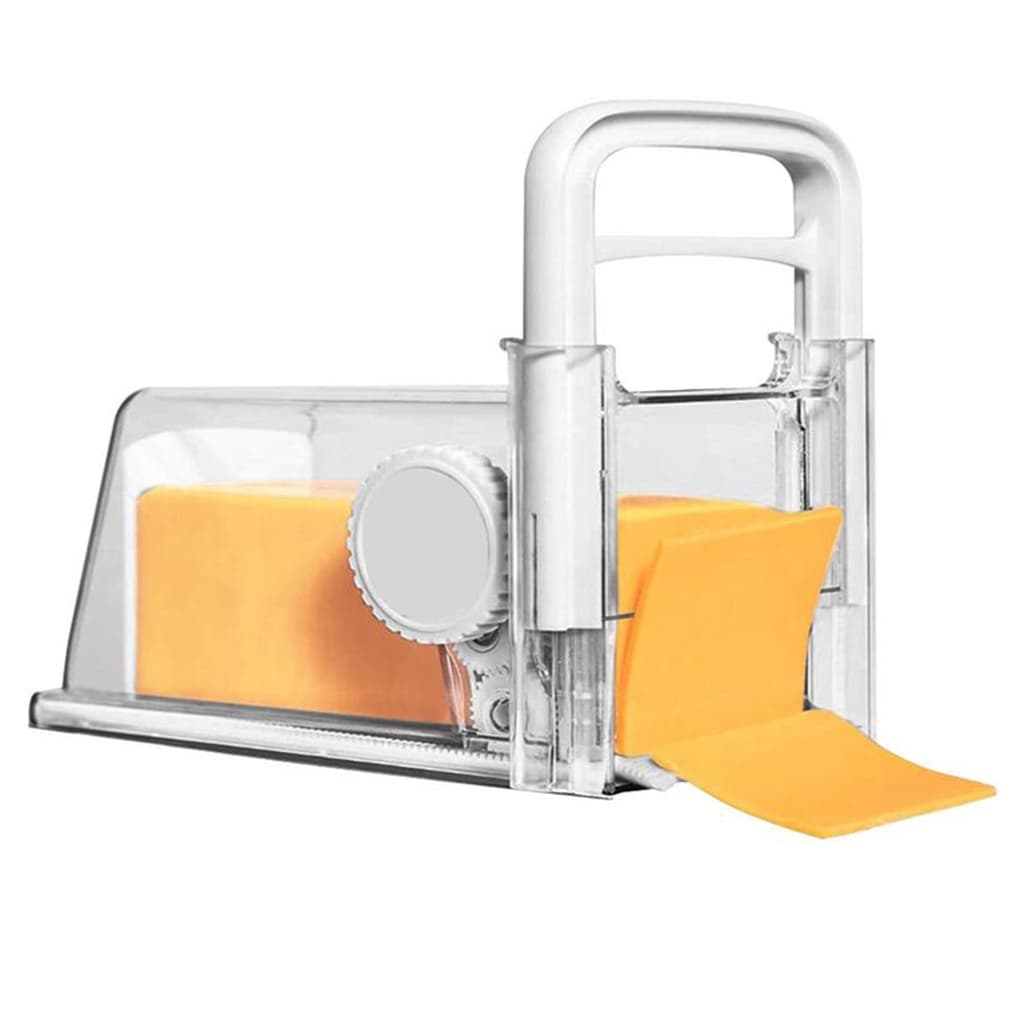 Cortador de Queijo Presunto Manual 4 em 1 Ralador Fatiador Lamina Pote Hermetico Armazenamento Resistente Alimento