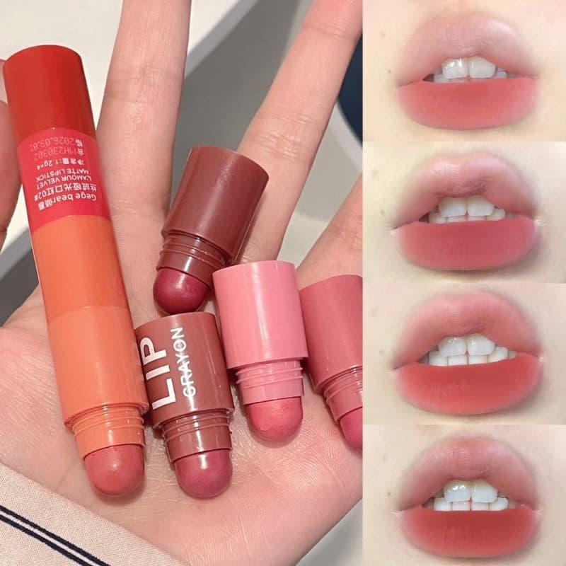 Gege Bear 4 Em 1 Crayon Lipstick Velvet Matte Lip Tint Non-stick Copo Antiaderente Brilho Labial De Longa Duração À Prova D'água Maquiagem Coreana