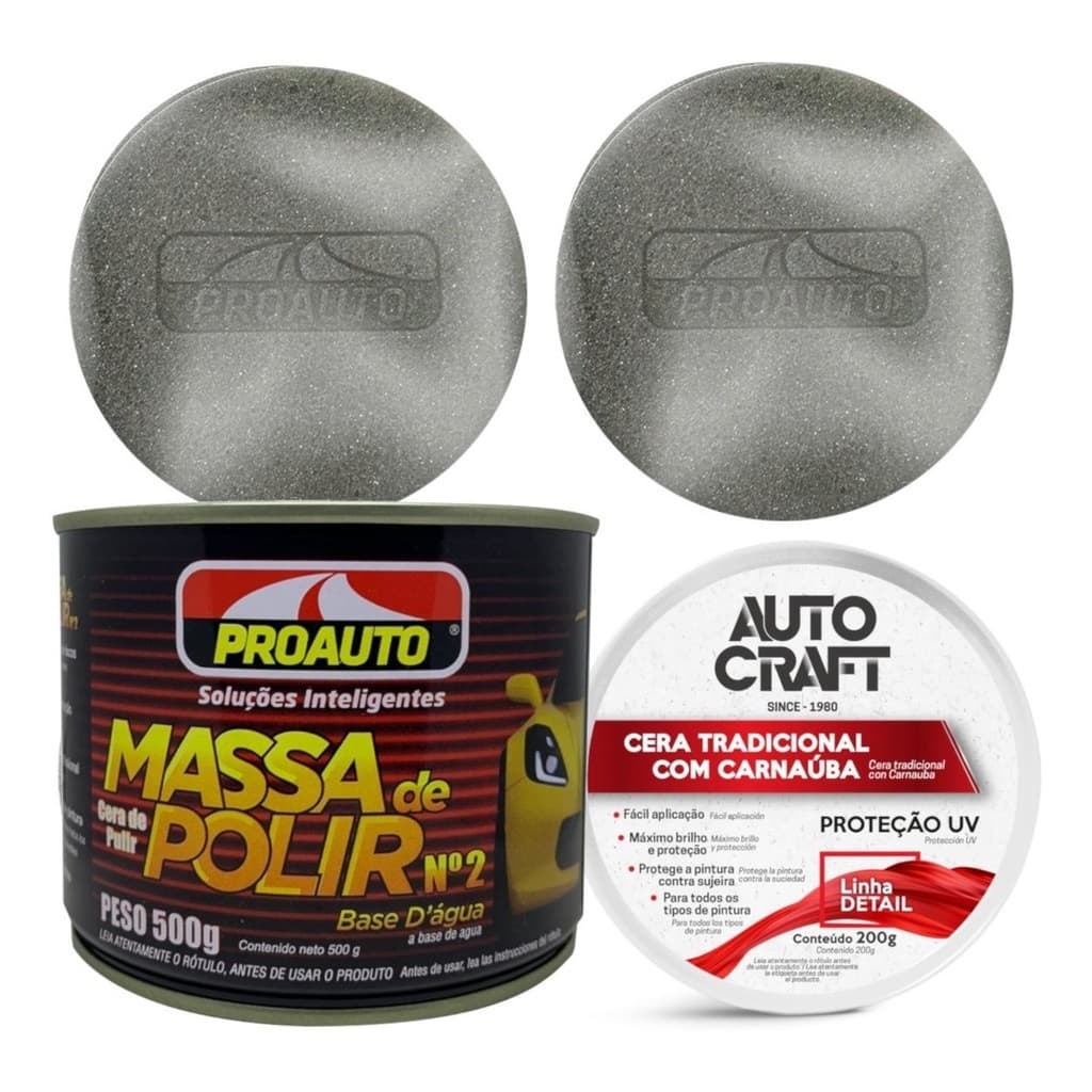 Kit Polimento Automotivo Massa De Polir N2 E Cera Protetora