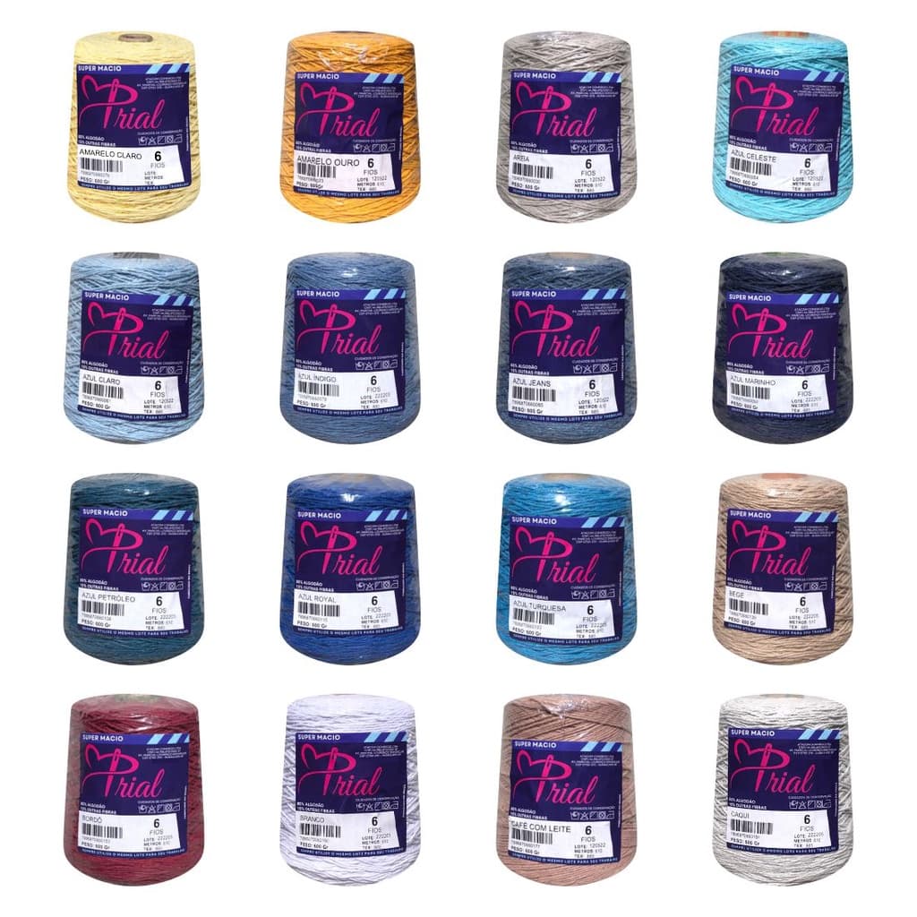 Linha De Crochê Colorida 6 Fios 600gr Barbante Para Crochê Prial