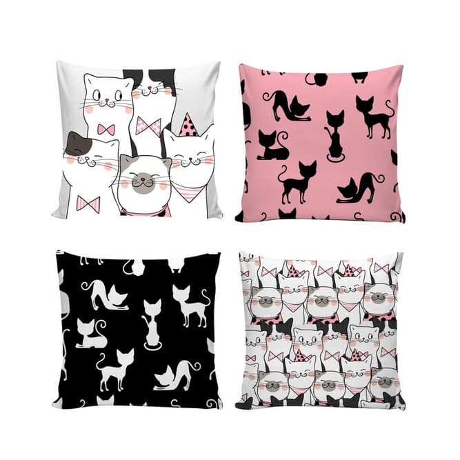 Kit 4 Capas para Almofada dy0409 Decoração para Sala ou Quarto Capas com Zíper 0,45cm x 0,45cm