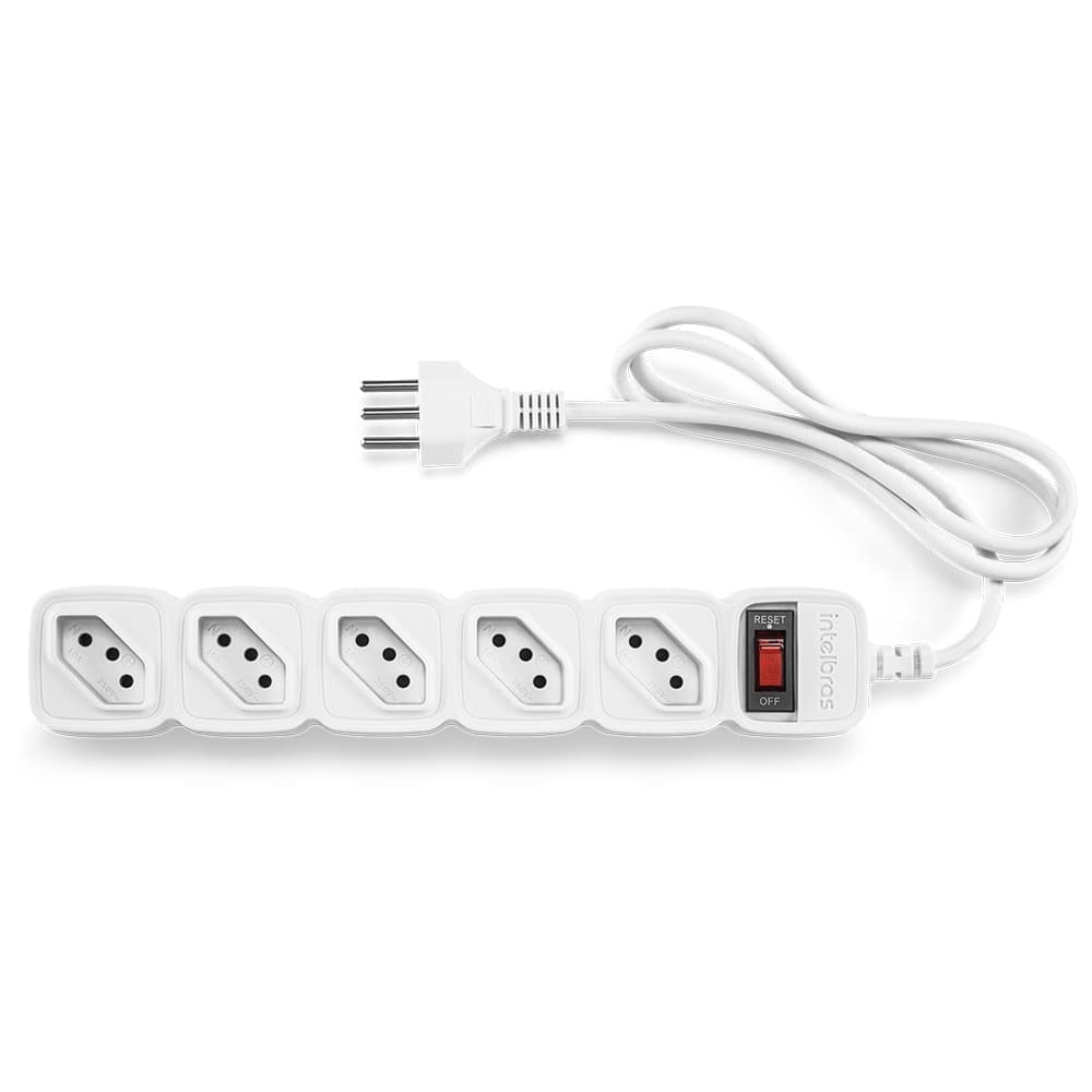 Filtro De Linha Intelbras Epe-205 Branco 5 Tomadas Extensão Elétrica Protetor De Linha Cabo 1MT