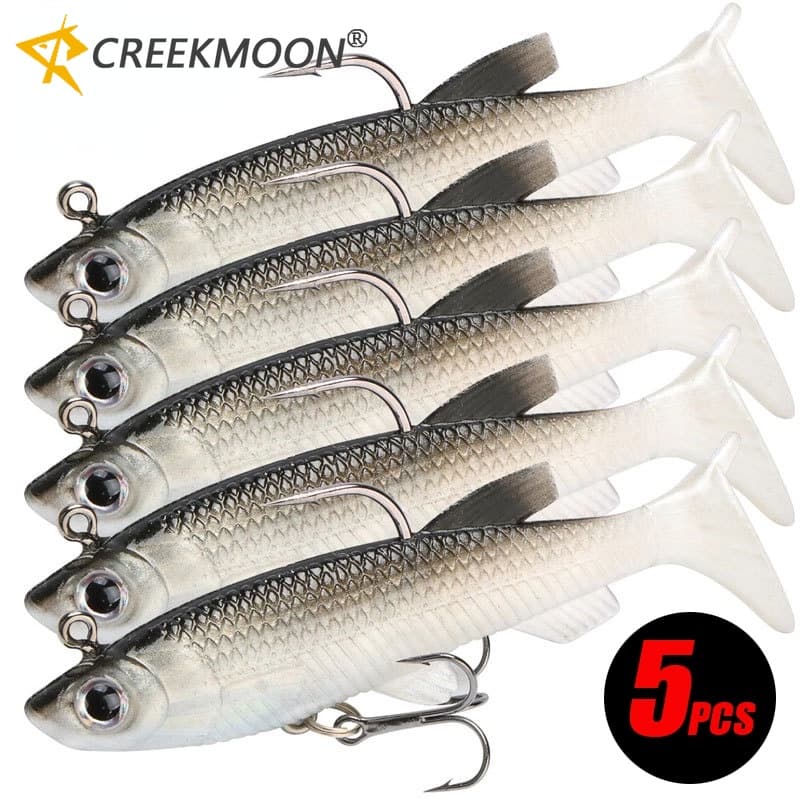 Kit De 5 Peças Conjunto De Iscas De Pesca Em Silicone Soft Lure SwimBait Cool Artificial Bait Umpan Mancing Gewang