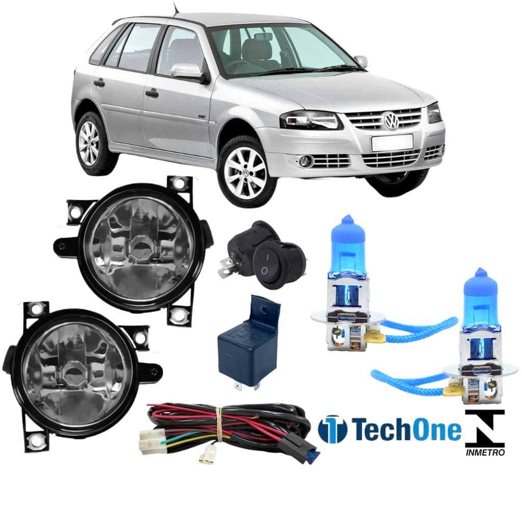KIT FAROL AUXILIAR VOLKS GOL G4 2006 A 2014 E SUPER BRANCA