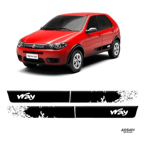 Adesivo Faixa Lateral Carro Fiat Palio Way 14 Preto