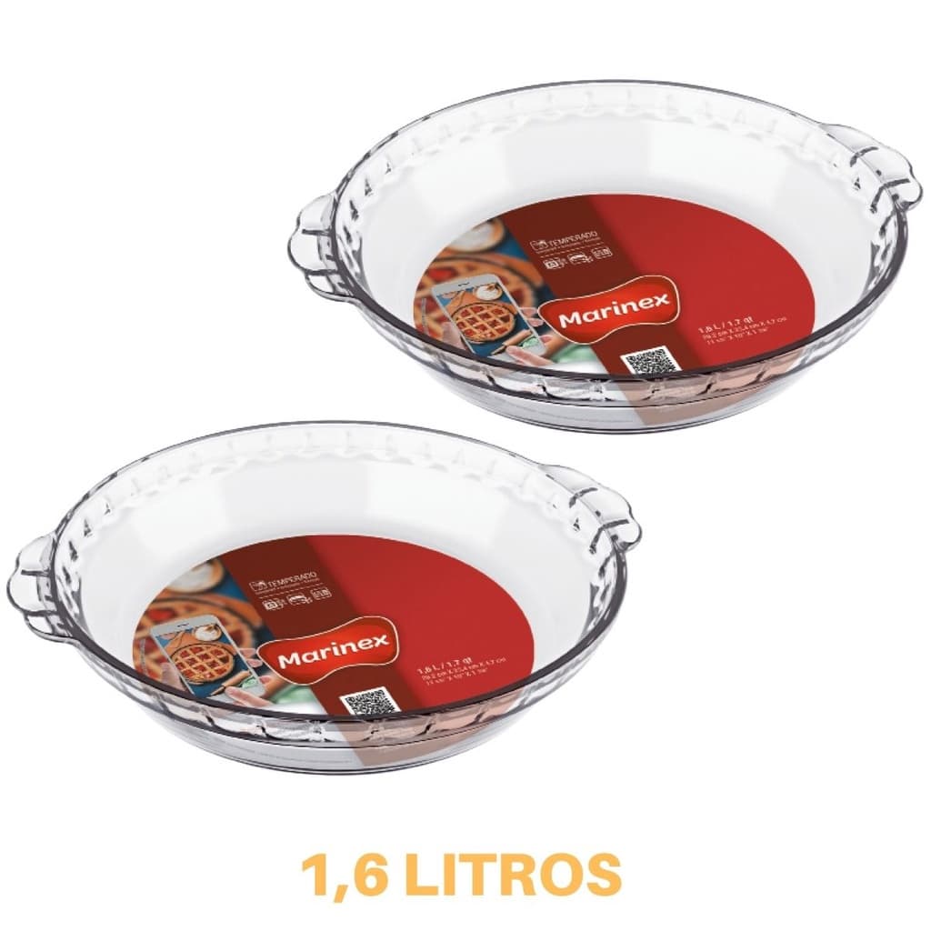 Refratário de Vidro Forma Redonda Filetada 1,6ml Marinex 2Un