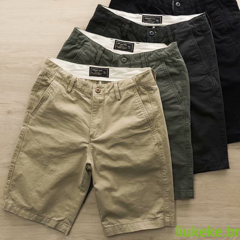 Homens de alta qualidade algodão cor sólida Casual Shorts trabalho versátil calças Slim Fit Cinco 46989