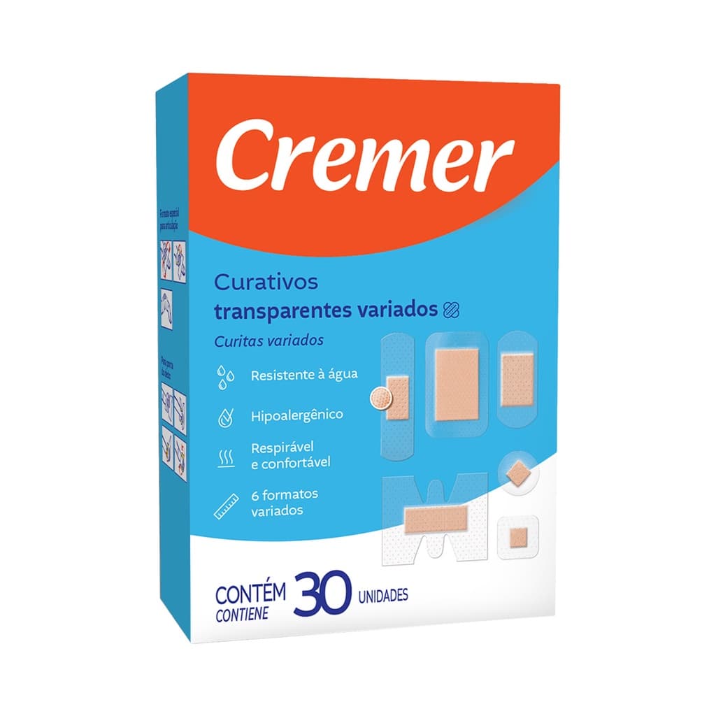 Curativos Transparentes Variados 30 Unidades Cremer