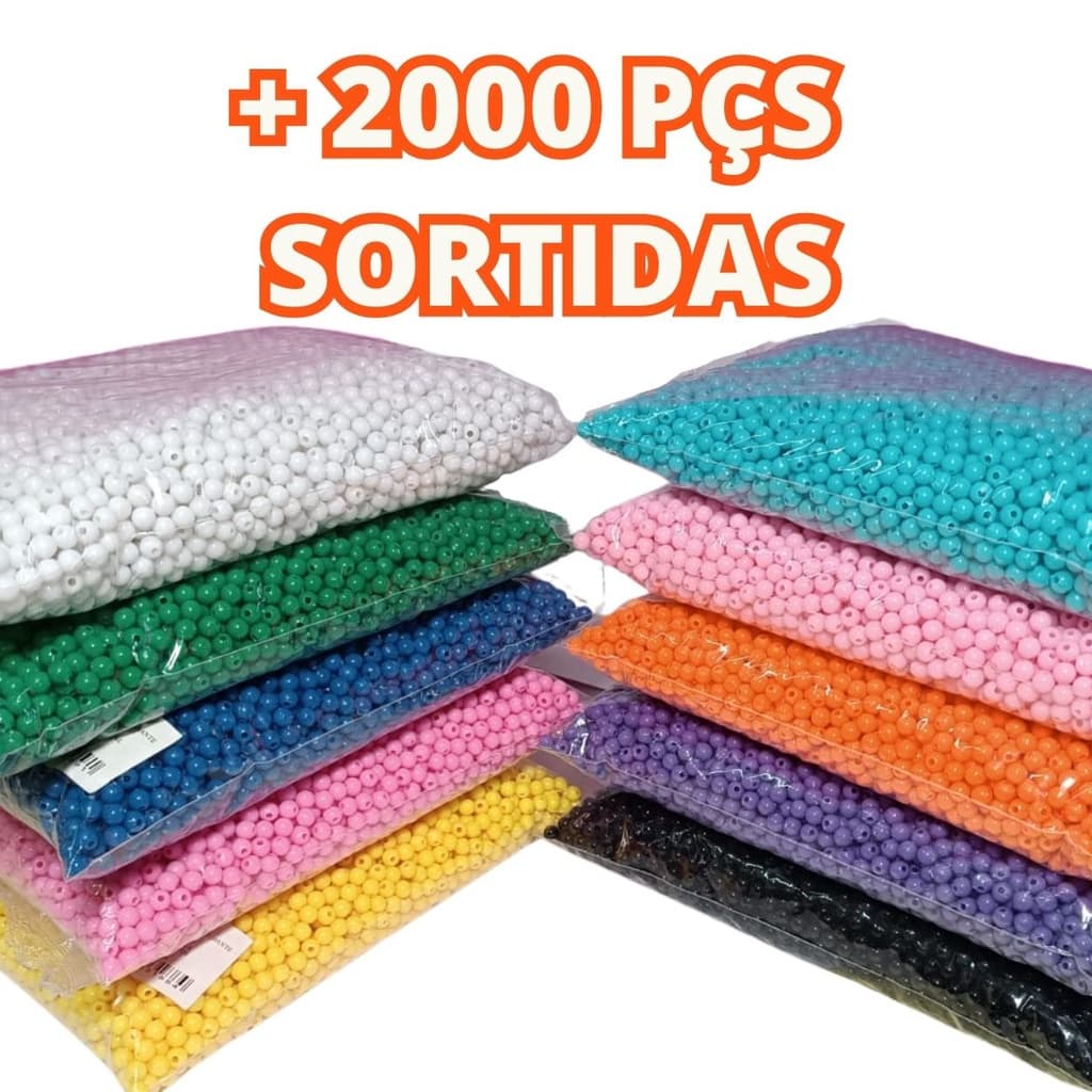 Miçanga Bola Lisa Leitosa 2000 unidades 6mm Bolinhas contas Coloridas para pulseira Kit miçanga infantil