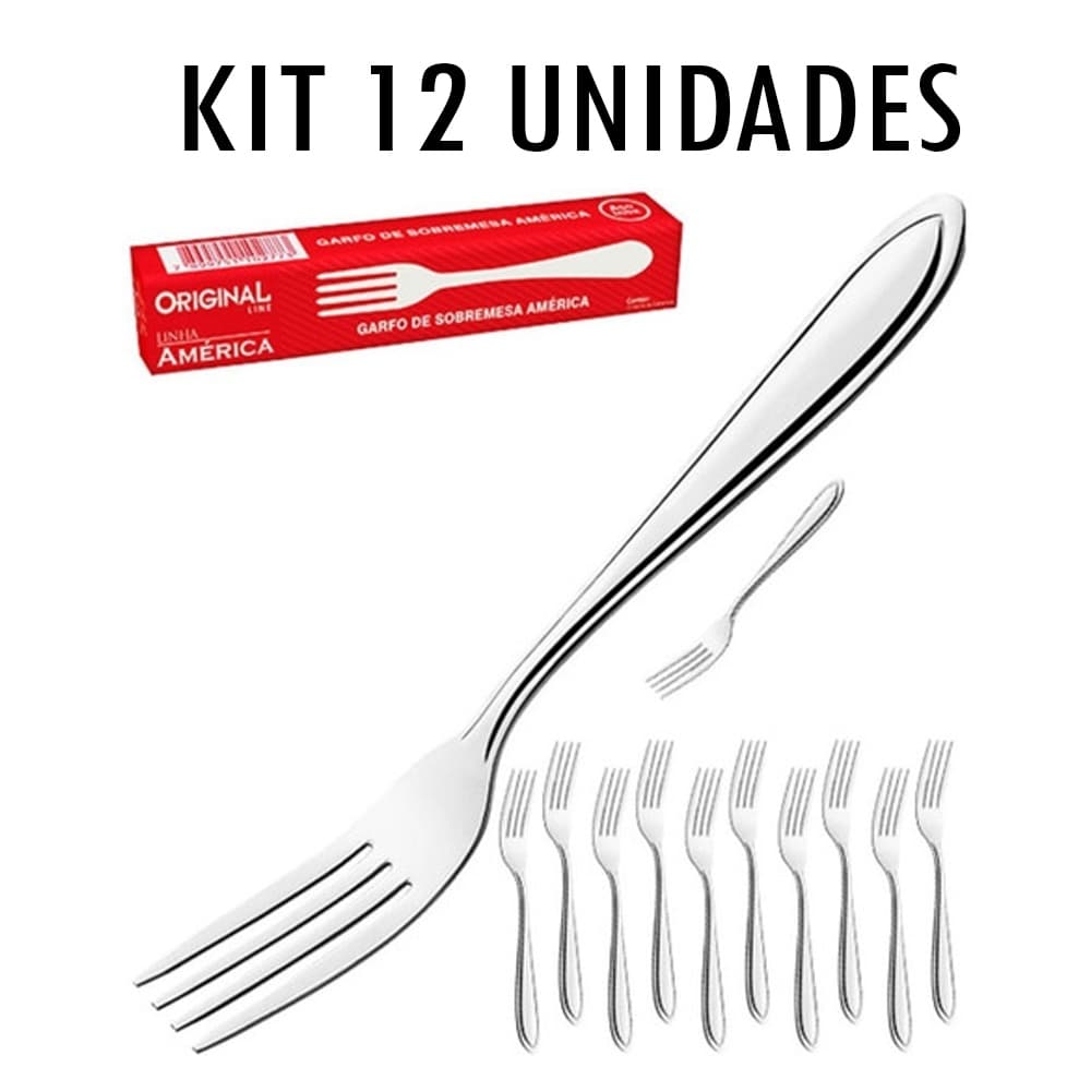 Kit 12 Garfos de Sobremesa em Aço Inox Original Line SL0206