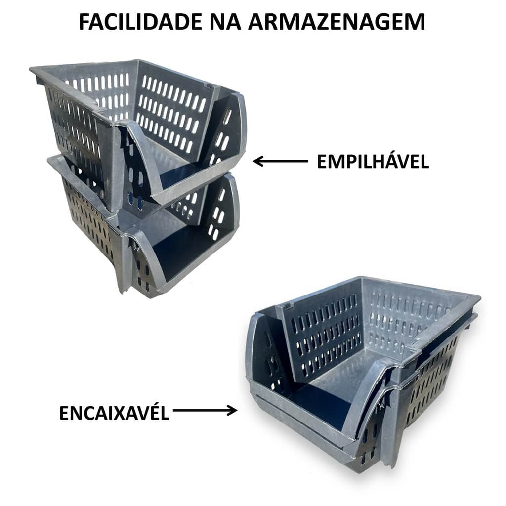 10 Caixa Bin cesto Organizadora mini  Plástica Empilhável Preto