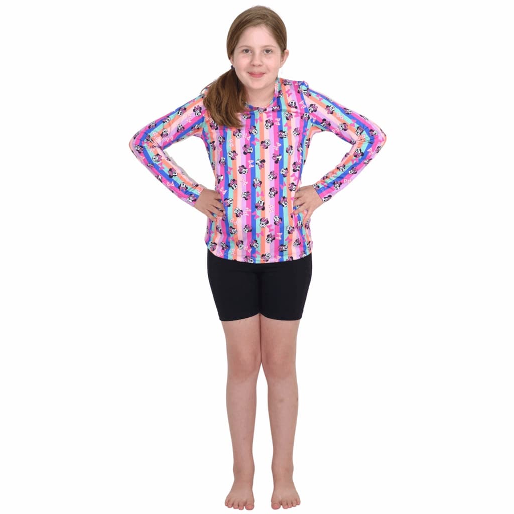 Camiseta Infantil Estampada Térmica com Proteção Solar UV de Manga Longa Menina para Praia Piscina