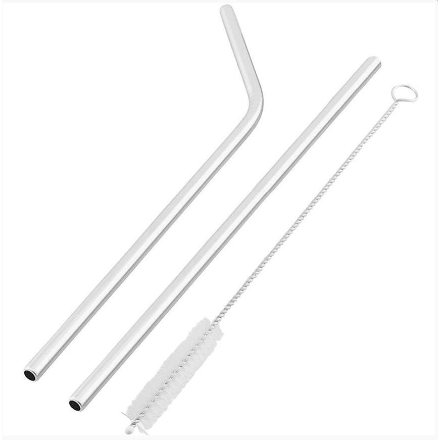 Kit 2 Canudos para beber Reutilizáveis em Inox Com Escova limpar