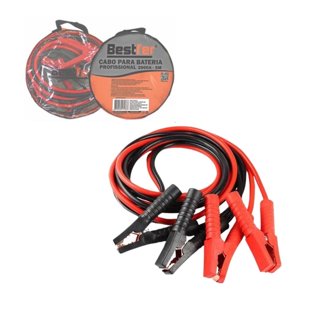 Cabo Auxiliar de Carga Chupeta de Bateria Carro Moto Caminhão Bestfer 300 600 1200 1500 2000 AMP