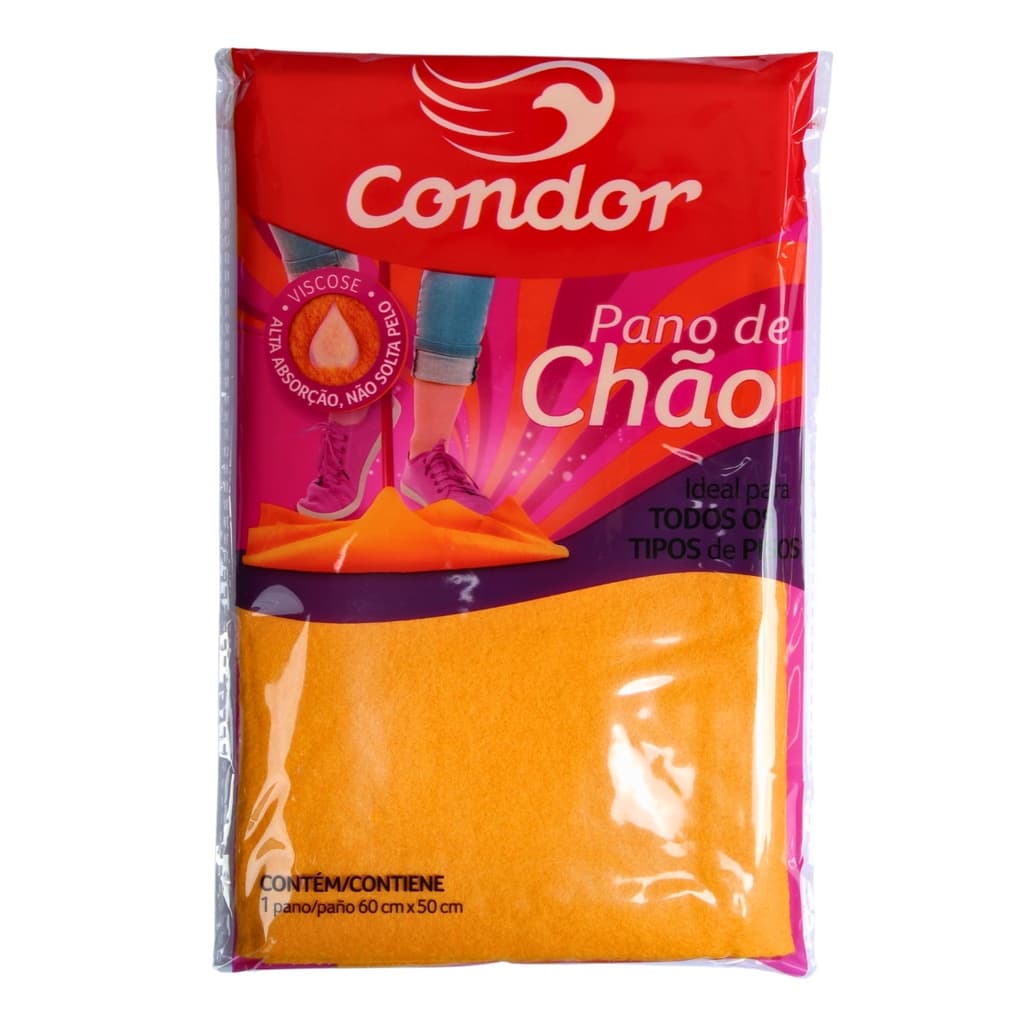 Pano de Chão em Viscose Grande 60x50cm Laranja Condor