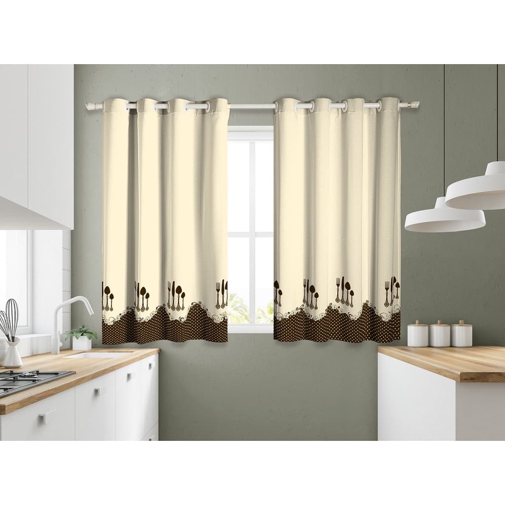Cortina De Cozinha 2,80m X 1,40m Estampada Garfo