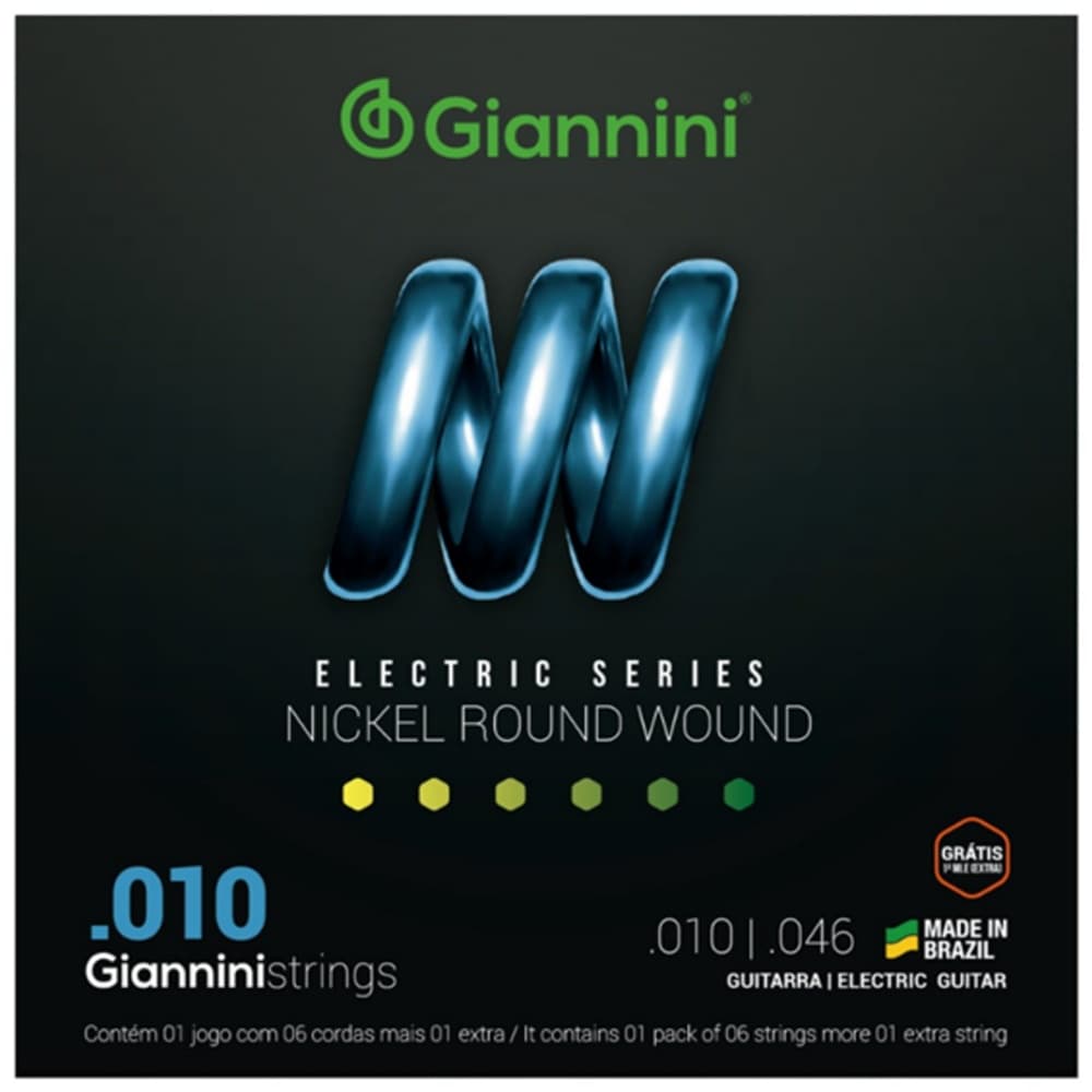 ENCORDOAMENTO GIANNINI PARA GUITARRA GEEGST.10 NIQUEL 010