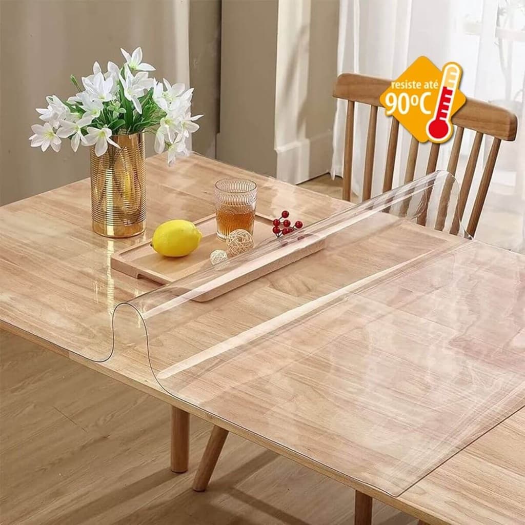 Toalha De Mesa 6 Cadeiras Transparente PVC Grossa 2 metros Plástico Para Mesa Decoração Casa Cozinha