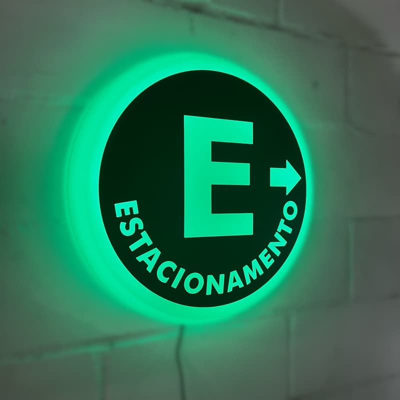 Placa Estacionamento Led Luminoso 50 cm Uso Externo RGB