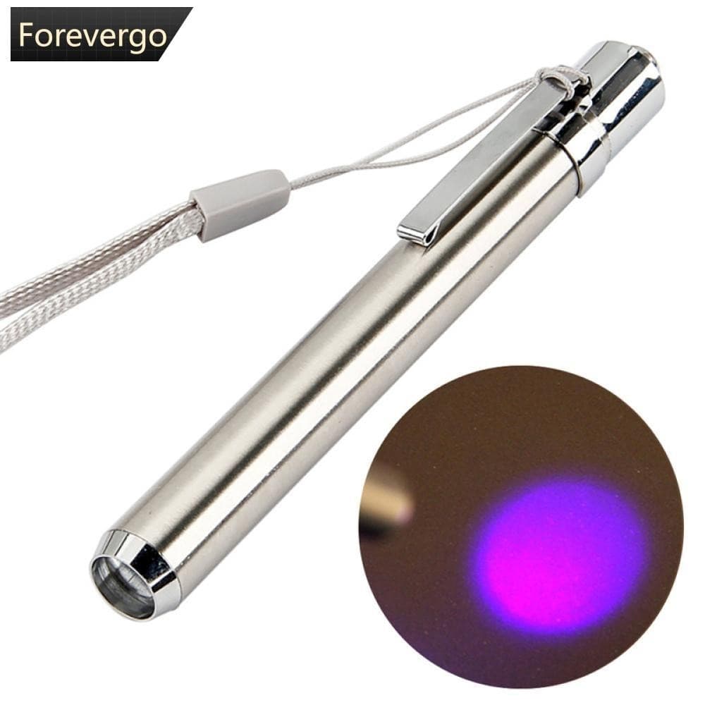 365/395nm Mini Lâmpada De Bolso De Aço Inoxidável Led 365/395 Lanterna UV Ultra Violeta Para Detecção De Marcador